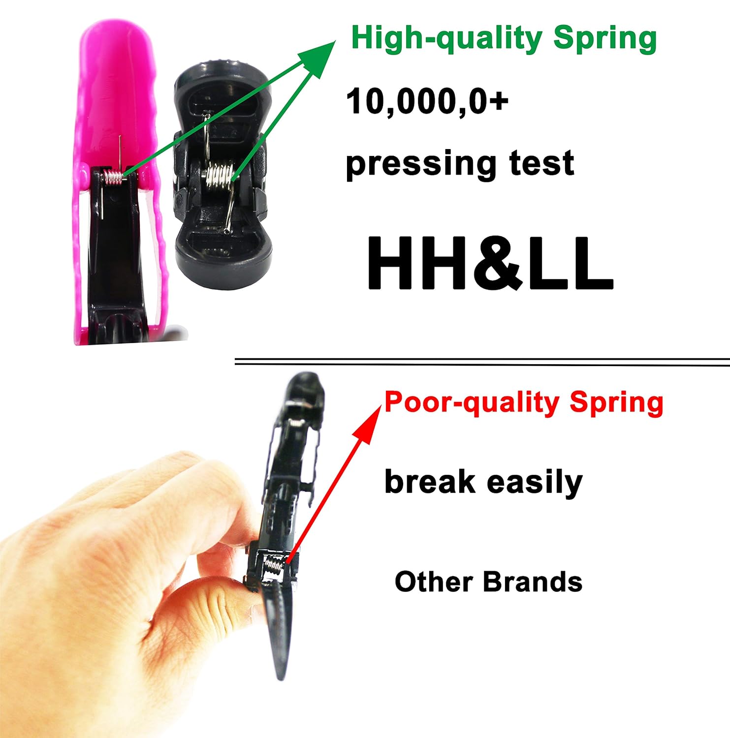 Hair Clips for Women by HH&LL – Wide Teeth & Double-Hinged Design – Alligator Styling Sectioning Clips of Professional Hair Salon Quality - 10Pack (Mixing) : Beauty