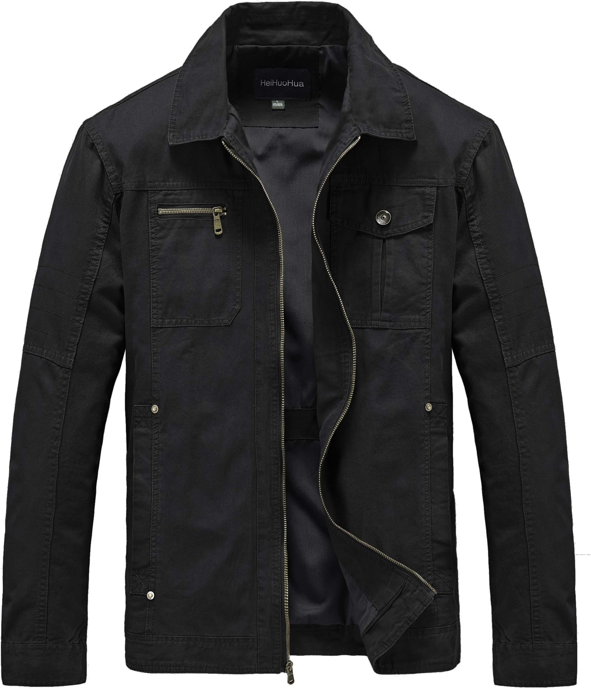 Heihuohua Men's Casual Military Canvas Jacket