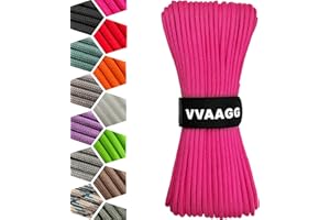VVAAGG 1000 Paracord Rope 100FT Parachute Cord 4mm 12 Strand Nylon Rope for Camping Tent Clothsline Outdoor Hiking Fishing (Pink, 100FT)