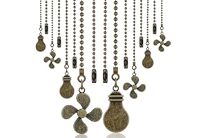 Dingion 8 Pieces Bronze Ceiling Fan Pull Chain Extension Bronze 12 Inch Ceiling Chain Star Moon Pendant Extender Ornament with Fan and Light Bulb Connector