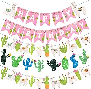 Llama Happy Birthday Banner,Liama Birthday Party Decorations, Smile Alpaca Birthday Banner, Llama Cactus Party Decorations, Llama Birthday Party Supplies, Llama Birthday Banner Llama Party Decoration