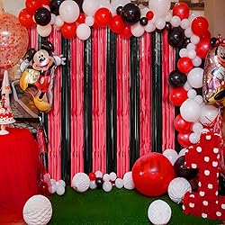 2 Pack Red and Black Foil Fringe Curtains Streamers