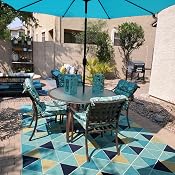 Amazon Com Trademark Innovations Tilt Crank Patio Umbrella Teal 10 Garden Outdoor