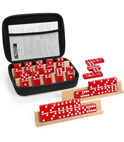 Amazon.com: KAILE Jumbo Double 6 Domino Set with Portable Case & 4