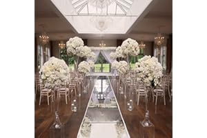 YADI Silver Mirror Aisle Runner Roll for Wedding 3.3×33 ft, Metallic PVC Aisle Runner Dance Floor for Glam Parties, Proms, Special Events - Indoor/Outdoor Use