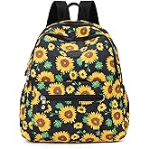 Pealwel Mini Backpack Purse for Women,Small Nylon backpacks for Ladies Backpacks Women Anti Theft Travel Bag (Sun Flower)