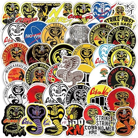 Mnhg 50pcs Classic Tv Show Cobra Kai Aufkleber Diy Snowboard Laptop Gepack Kuhlschrank Gitarre Graffiti Aufkleber Aufkleber Spass Fur Kinderspielzeug Amazon De Kuche Haushalt