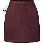 Kate Kasin Women Suede Mini Skirt, High Waisted Pencil Skirt with Pockets, Fall Winter Skirts 2026