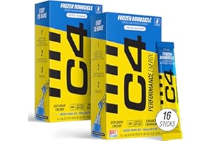 JUICY MIXES C4 Performance Energy, Frozen Bombsicle Drink Mix, 200mg Caffeine, Zero Sugar, NSF (2 Boxes, 16 Sticks)