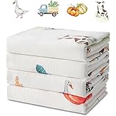 IBESTOPIA 70% Rayon Made from Bamboo 30% Cotton Muslin Swaddle Blanket, 47 x 47 Inches, Farm Theme Baby Receiving Blanket, Soft and Breathable, Unisex, 4 Pack
