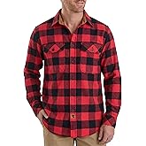 Men's Long Sleeve Plaid Button Down Casual Flannel Shirt, for Men Soft 100% Cotton, Corduroy Cuffs