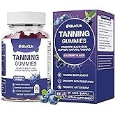 Graclin Tanning Gummies - Self Tan Supplement That Work Fast Without Sun - Daily Oral Chews with Beta Carotene Astaxanthin Lycopene & Vitamins for Skin Health Glow Up Sunless Tan - Vegan Sugar Free