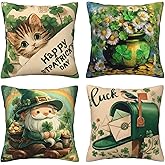 oyebn St. Patrick's Day Throw Pillow Covers Set of 4 Decorative Soft Double Sided Print Pillow Case Farmhouse Home Decor for Living Room Sofa Couch 18x18