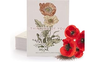 BENTLEY SEED CO. Bentley Classic Vintage Art Poppy Packets, Thinking of You Flanders Corn Seeds, Thoughtful Illustrated Flower Design, Eco-Friendly Hand Out, Sentimental Gift, 25 Pack