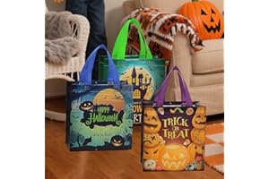 3 Packs Halloween Treat Bags, Non-Woven Party Favor Bags Large Capacity Trick or Treat Bag with Handles(Style 1)