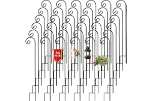 Hicarer 36 Pcs Curled Shepherds Hooks for Outdoor 32'' 1/3 Thick Metal Garden Hook Thicken Rust Resistant Iron Bird Feeder Po