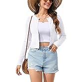 BeautyNee Women's Long Sleeve Cropped Cardigan Sweaters Crewneck Knit Shrugs Solid Button Down Shrugs for Dresses