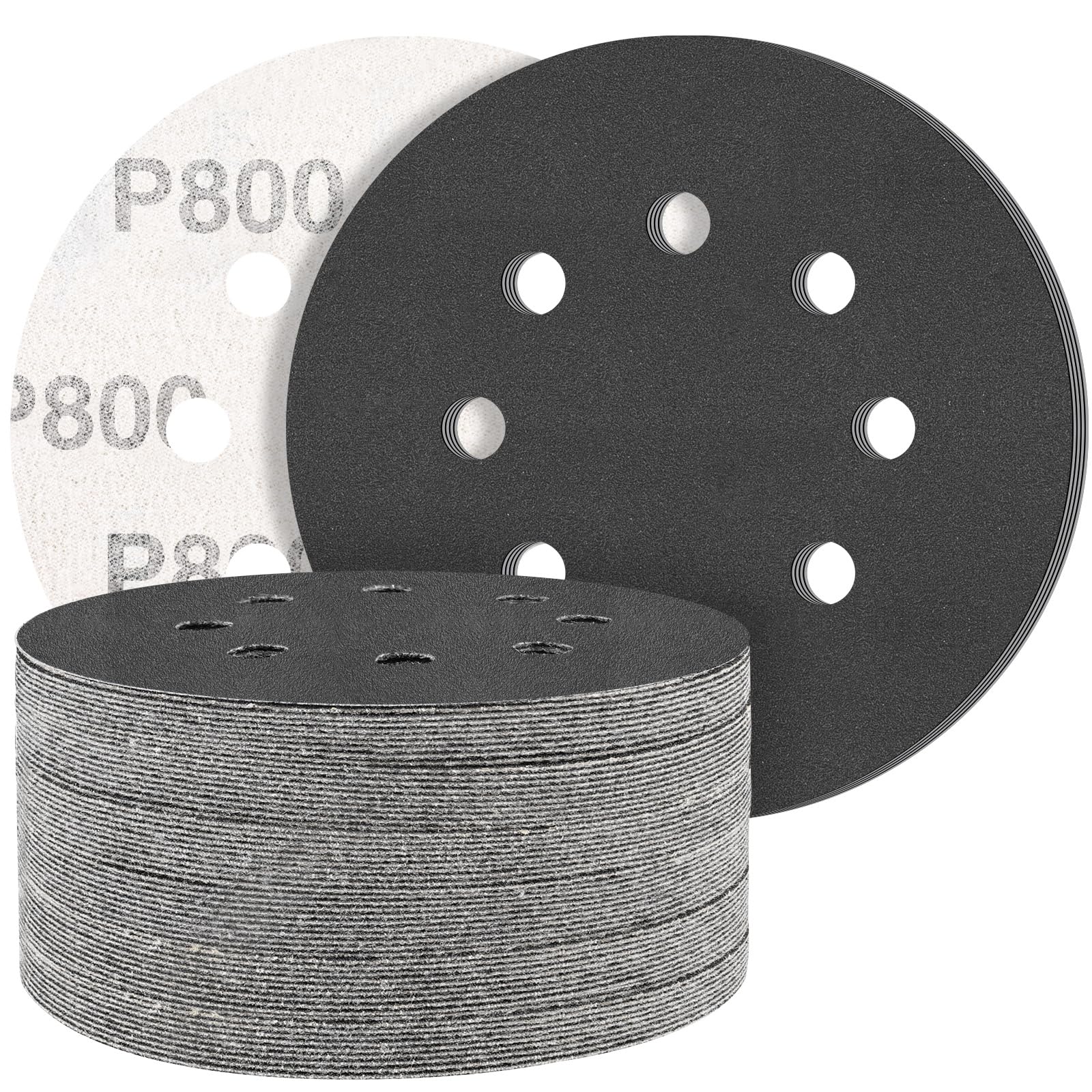 STEBRUAM 50PCS 125mm Dry Wet Sanding Discs 800 Grit, Hook and Loop Sandpaper Silicon Carbide Orbital Sander Discs for Polishing/Metal/Automotive