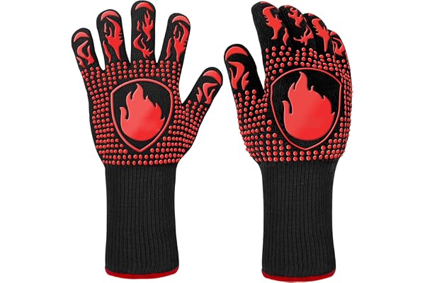 BBQ Gloves, Heat Resistant Oven Mitts Grilling Gloves - 1472℉ Extreme Heat Resistant, Oven Gloves Silicone - Cooking Gloves f
