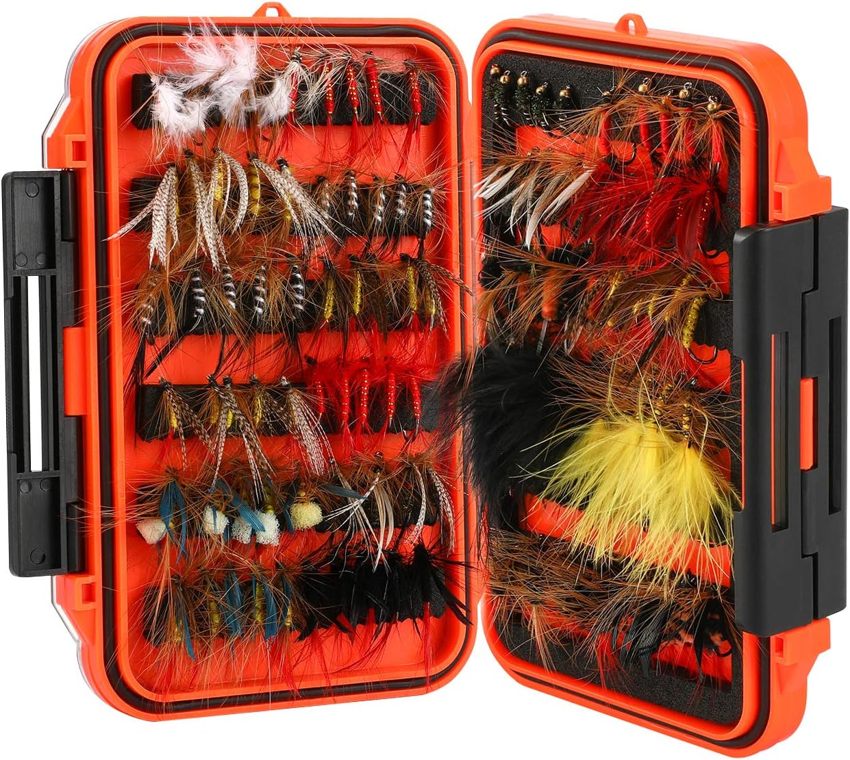 Magreel Fishing Lures 64pcs/120pcs Fly Fishing Lures Kit with Box Dry