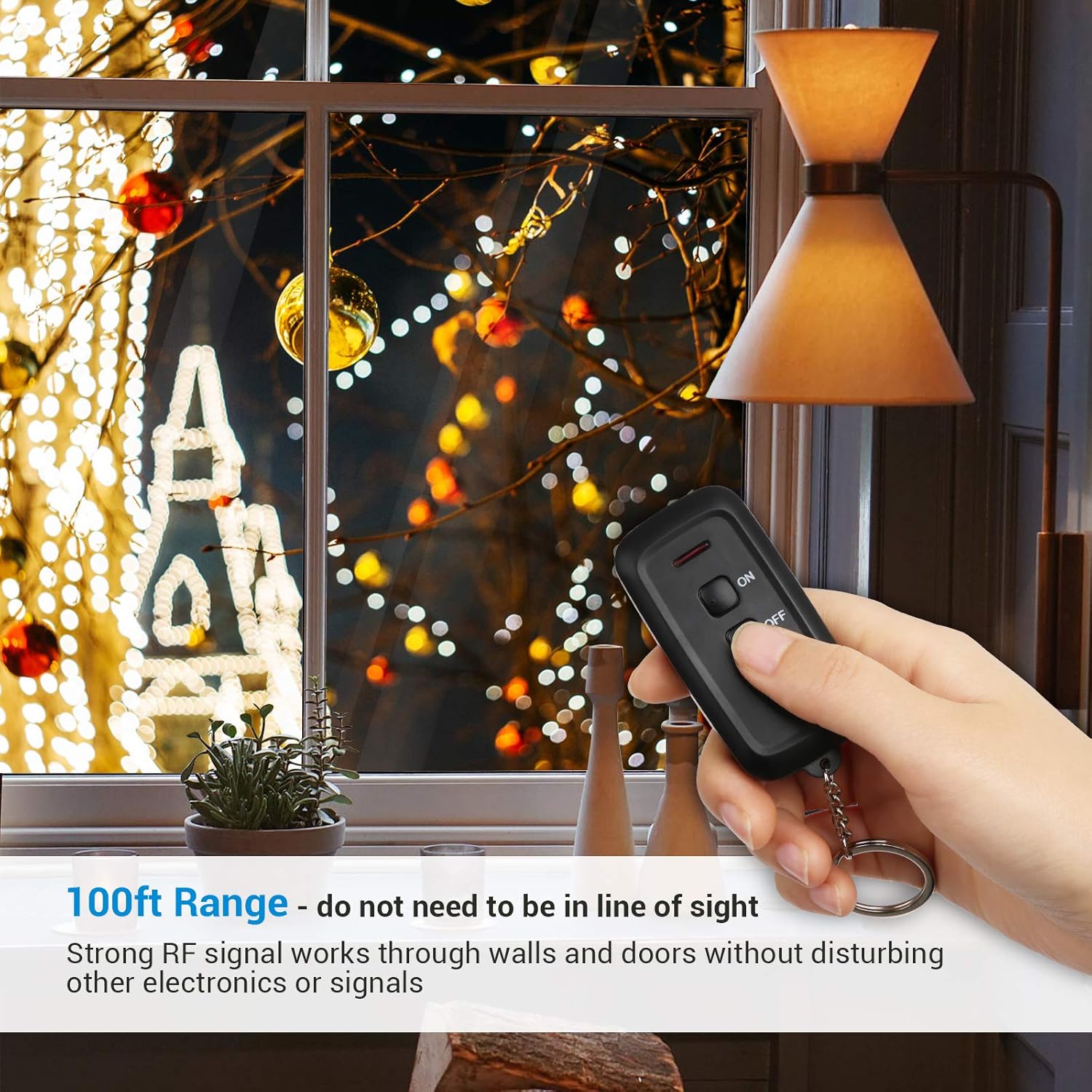 DEWENWILS Outdoor Indoor Remote Control Outlet Power Strip Weatherproof, Expandable Wireless Electrical Plug in Light Switch, 15 AMP Heavy Duty, 7-Inch Extension Cord, 100 FT Range, ETL Listed, Black: Industrial & Scientific