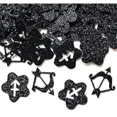 Sagittarius Birthday Confetti, Big Sagittarius Energy Paper Scatter, 12 Constellation November/December Birthday Table Confetti, Horoscope Astrology Birthday Party Decorations Supplies, 200pcs, Black