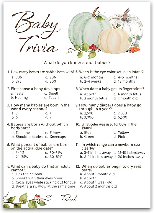 Amazon Com Blue Elephant Baby Shower Game Baby Trivia Games