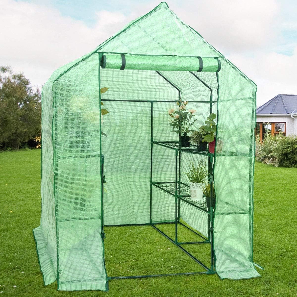 Amazon Com Portable Greenhouse 8 Shelves Mini Walk In Outdoor