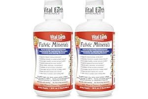 Vital Earth Minerals Fulvic Minerals Liquid – Fulvic Acid Supplement with 70+ Trace Minerals, Electrolytes for Energy & Vitality, 32 Oz Ea + 1 Oz Cup