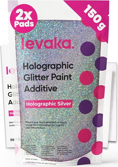 Levaka Holographic Silver Glitter Additive 150g with 2 Buffing Pads FBGC