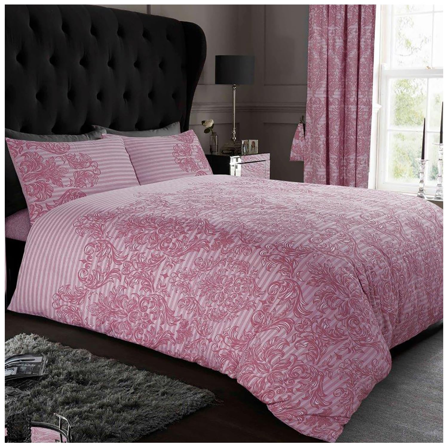 GC GAVENO CAVAILIA Premium Paisley Bedding Double Bed Set, Easy Care Reversible Duvet Cover, Polycotton Comforter Set, Blush Pink, 725572 — image 1