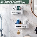 Zuvo Shower Caddy with Suction Cups – No Drill Bathroom Shelf White Rectangular view 6