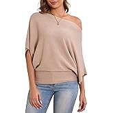MAKARTHY Womens Batwing Sleeves Knitted Dolman Pullovers Boat Neck Tops Sweatershirts