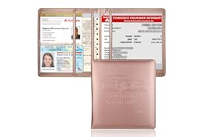 HIIXHC Car Registration and Insurance Holder, 5.5 x 5 Inch PU Leather Vehicle Glove Box Organizer Wallet Case Organizer for Insurance Card, Driver License, Essential Document, Paperwork