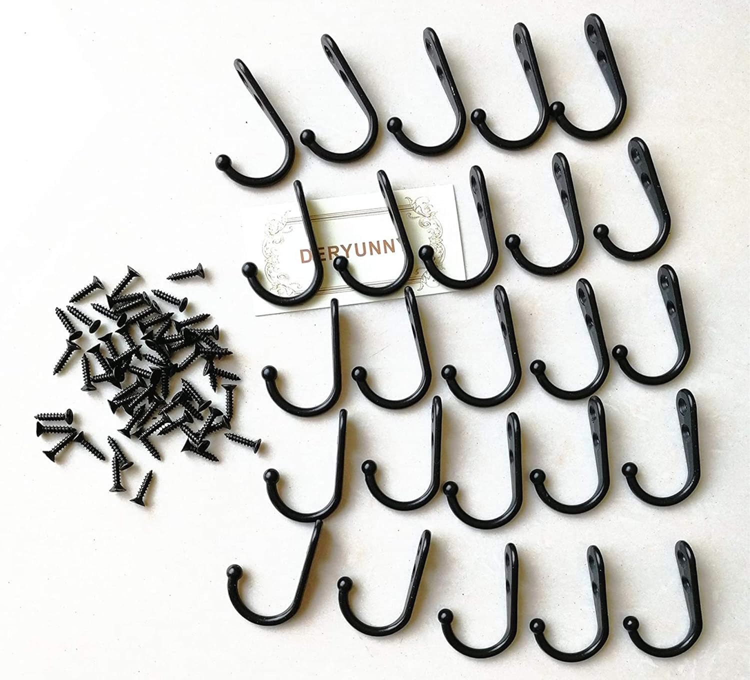 25 Pieces Wall Mounted Coat Hook Robe Hooks Cloth Hanger Coat Hanger Coat Hooks Rustic Hooks and 54 Pieces Screws for Bath Kitchen Garage Single Coat Hanger (Black Color): Home Improvement