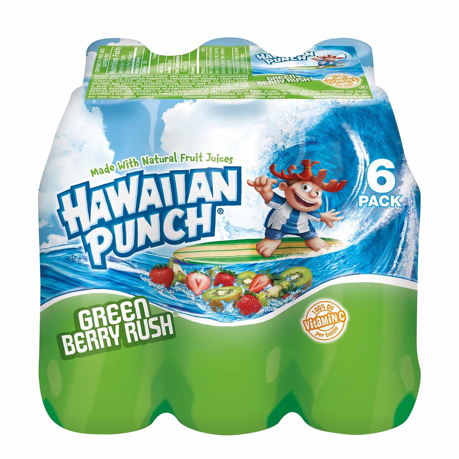 Hawaiian punch Green berry rush 10oz 6pk - pet btls (hicone) (014800645361)