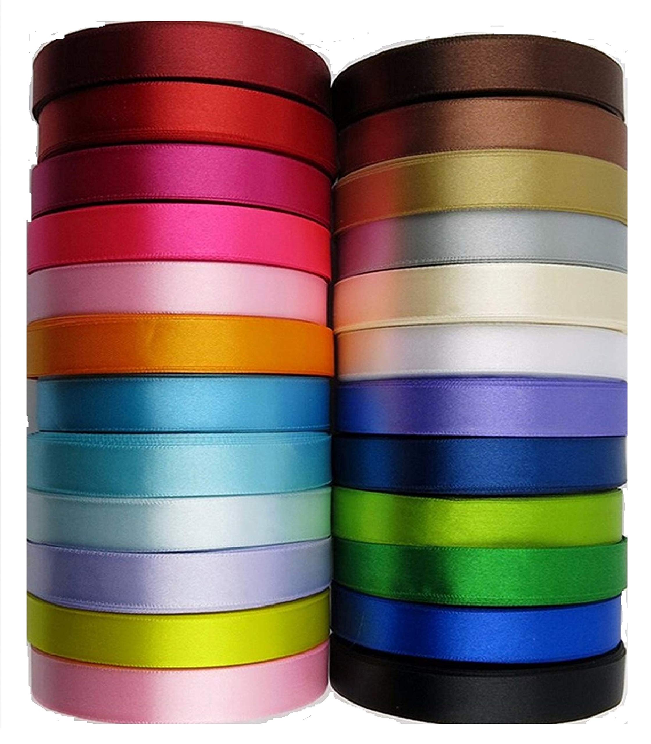 12mm Satin Ribbon Set of 20 Colours 25 Yards / 22 Metrs s...RRP Each £1.85 Total Saving £24.00