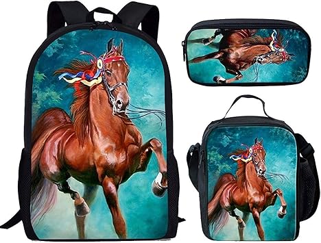 horse backpack and lunchbox