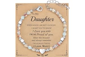 HiStock Daughter Gifts from Mom Bracelet, Granddaughter Gifts from Grandma Bonus Mom Gift Nature Stone Bead Bracelet Jewelry Birthday Gift Sister Easter Stocking Stuffers for Teens Women