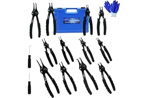 SGT SUPER GARAGE TOOLS SGT 14pc Snap Ring Pliers Set,Internal & External Circlip Pliers with 45 degree,90 degrees and Straight Pliers, Hook & Pick,Heavy Duty Removal Tool with Storage Case & Gloves
