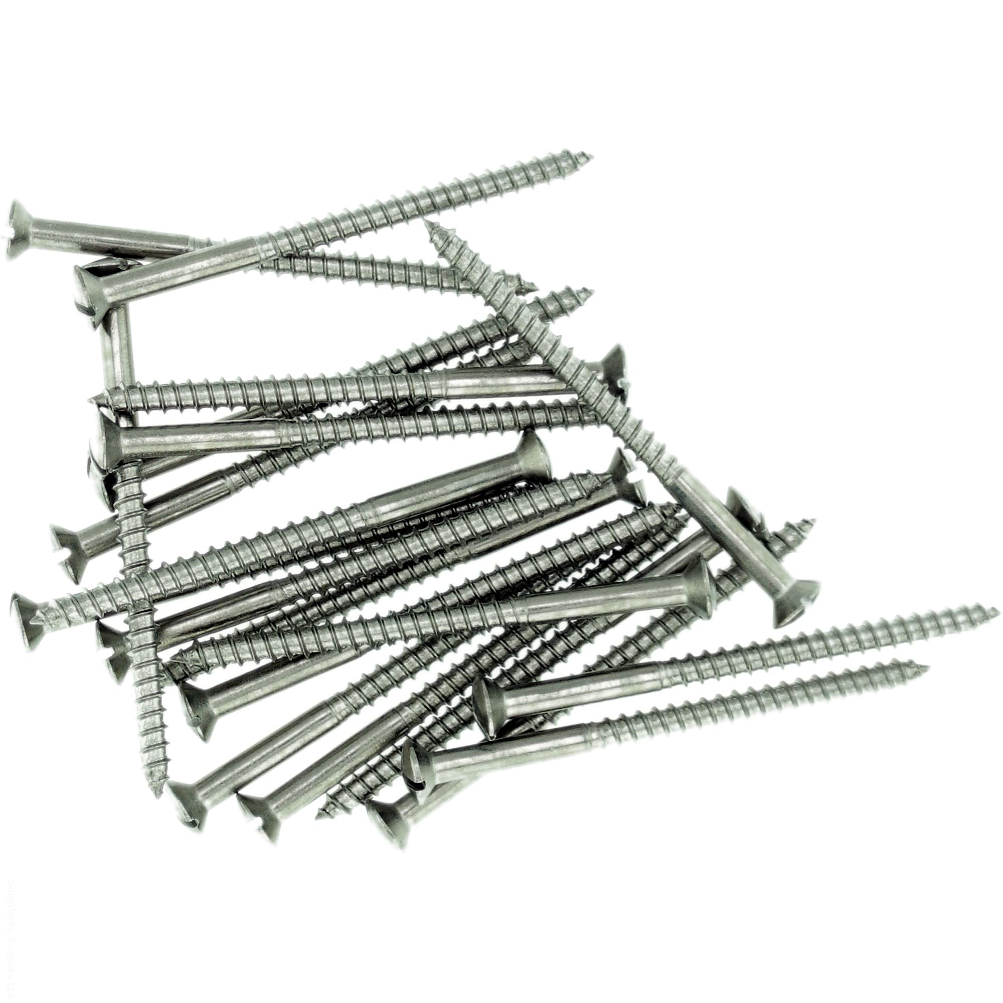 No.6 x 1.78 (3.5mm x 45mm) Slot Raised Countersunk Wood Screw - Stainless Steel (A2) (Pack of 20)