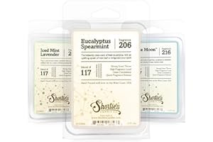 SHORTIE'S CANDLE COMPANY Fresh & Clean Wax Melts Variety Pack - Blue Moon, Iced Mint Lavender, Eucalyptus Spearmint - Formula 117 - 3 Highly Scented 3 Oz. Bars - Made With Natural Oils - Fresh & Clean Warmer Wax Cubes