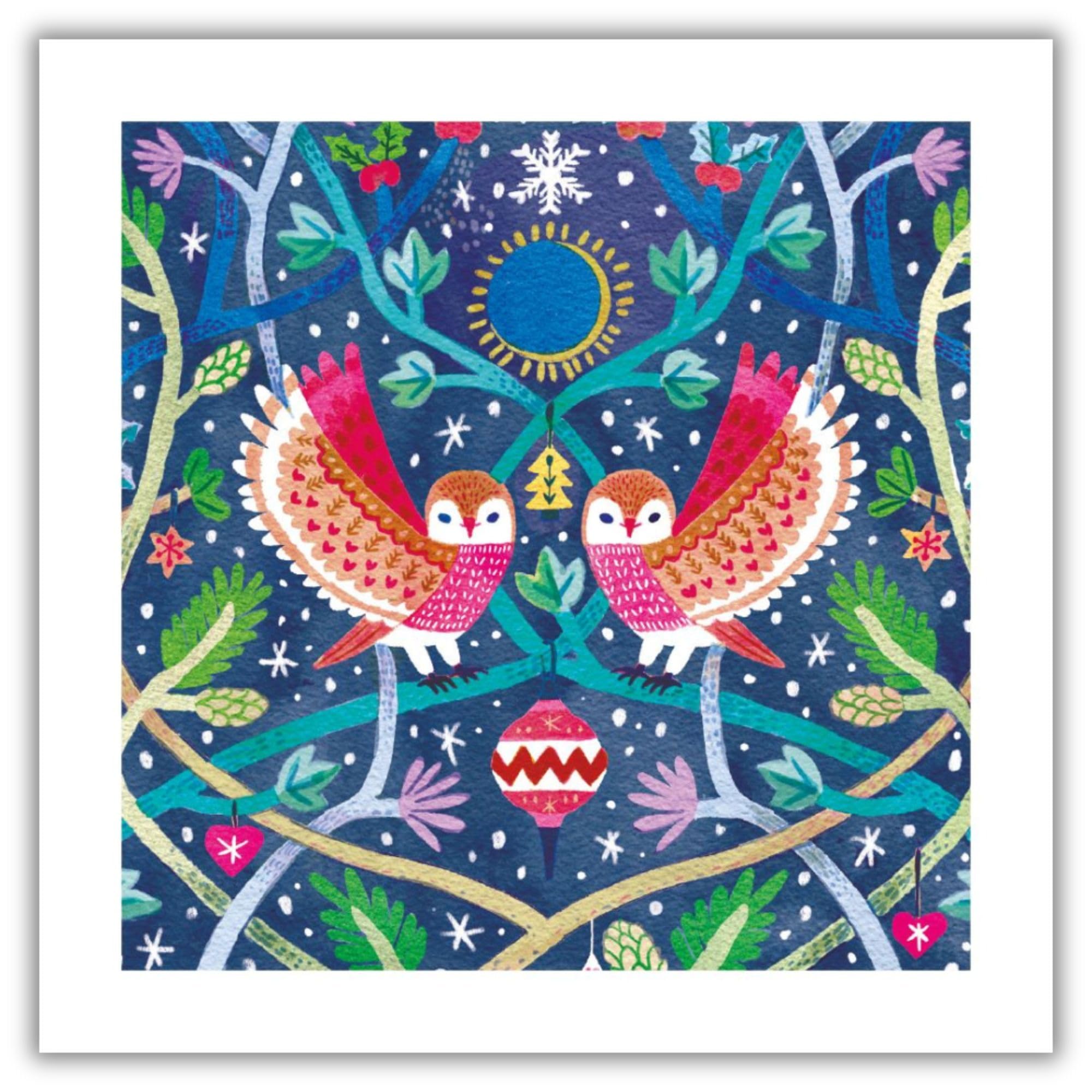 Museums & Galleries Christmas Cards Pack of 8 - Festive Owls in Woolly Jumpers - Eco-Friendly & Recyclable