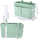 IGNPION Canvas Bedside Hanging Storage Organizer Caddy Green view 6