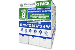 FC100A1037 20 x 25 x 4 (4-3/8") MERV 8 Replacement. Actual Size 19 15/16" x 24 7/8" x 4 3/8". Case of 3 Made in Canada by Fur