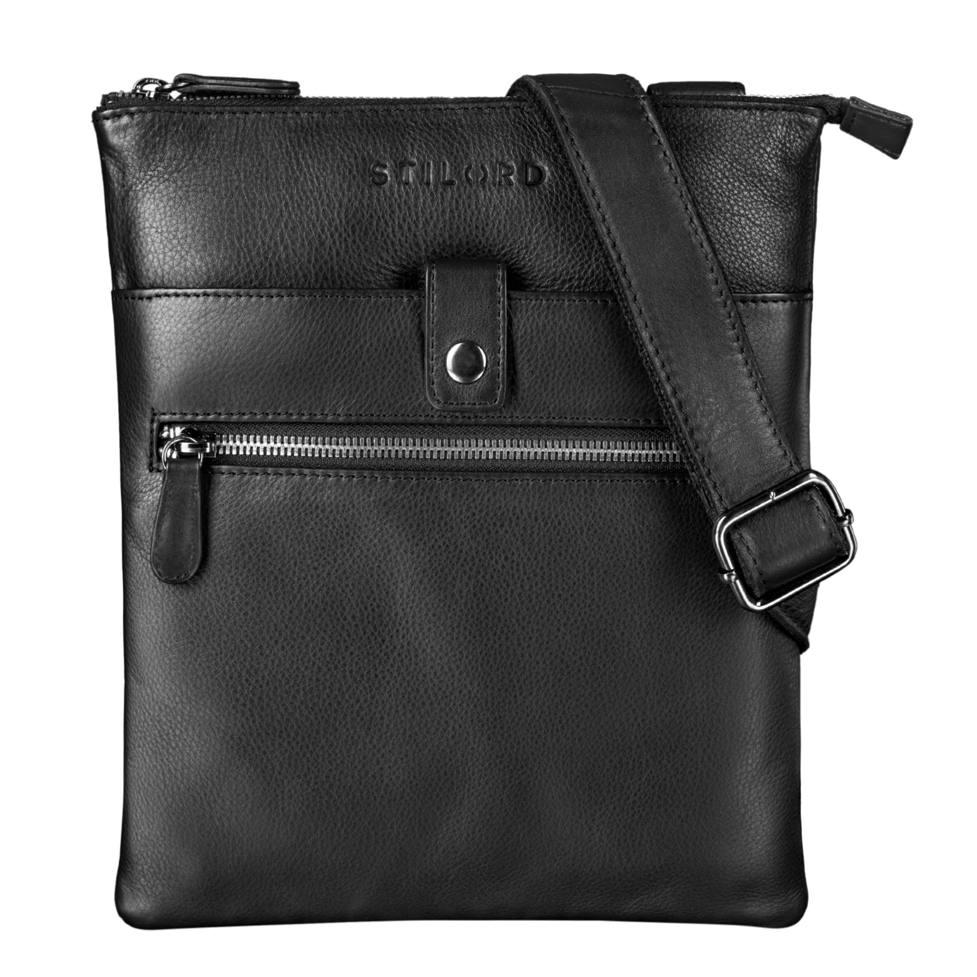 STILORD "Enya" Crossover Bag Women Small Leather Shoulder Bag Vintage Handbag Ladies Evening Bags Elegant Bag for iPad 9.7 inch DIN A5 Genuine Leather Colour:Black