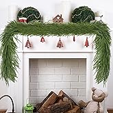 Finphoon 9Ft Christmas Norfolk Pine Garland, Real Touch Artificial Norfolk Pine Winter Greenery Garland for DIY Christmas Wreath Xmas Indoor Outdoor Home Decor
