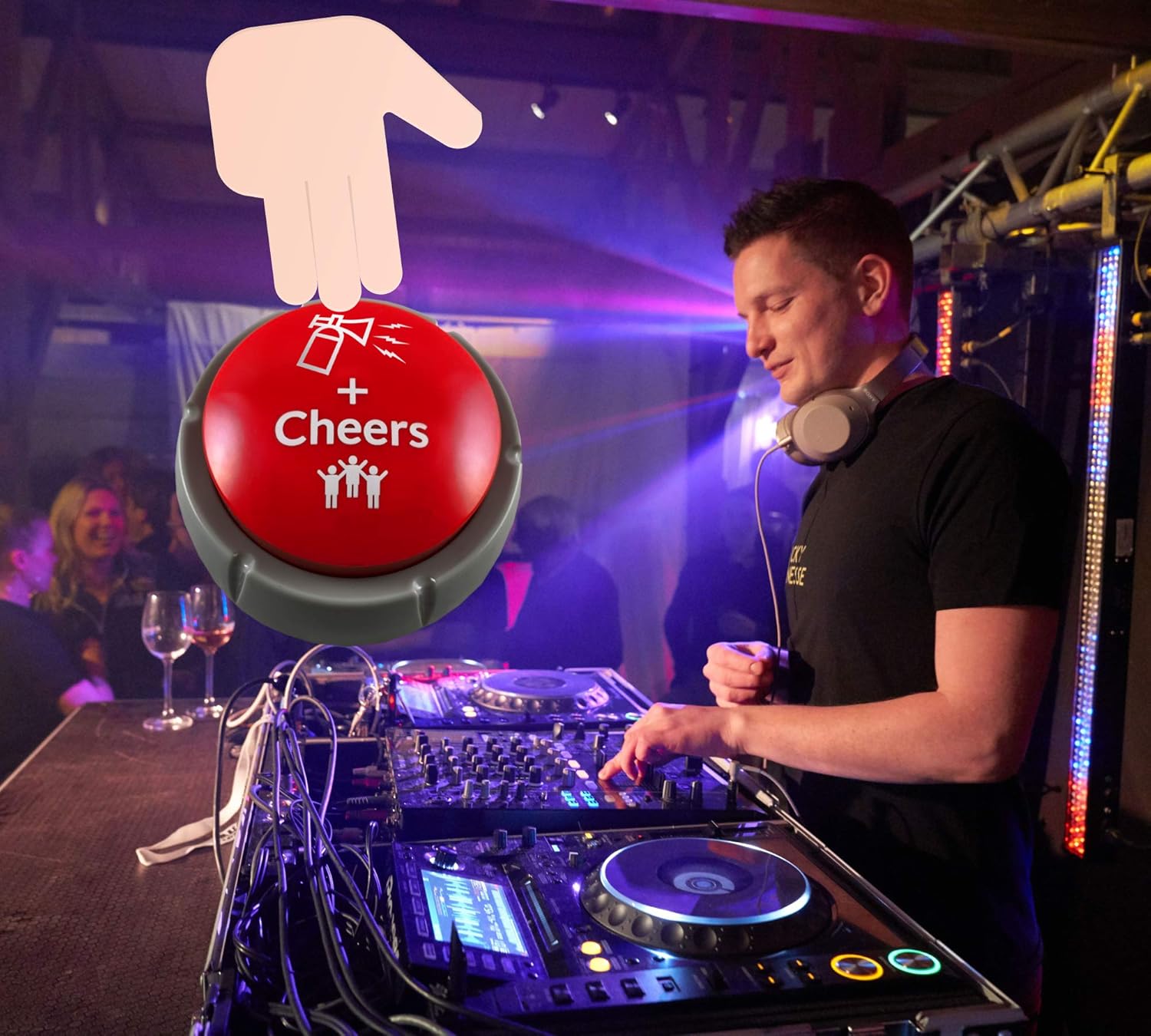 Air Horn Can Sound Effect with Applause and Cheers Noise Button Buzzer for Office Soccer Party Gag Gift DJ HYPE (Batteries Included): Toys & Games