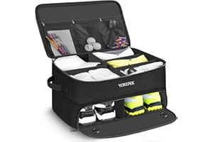 YOREPEK Large 2 Layer Golf Trunk Organizer for 2 Size 14 Pair Shoes, Water Resistant Car Trunk Locker with Separate Ventilate