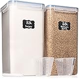 Extra Large Food Storage Containers with Airtight Lids, Set of 2 (8.5L / 287 Oz) MAXIMIZE Storage Space for Flour Sugar Rice 